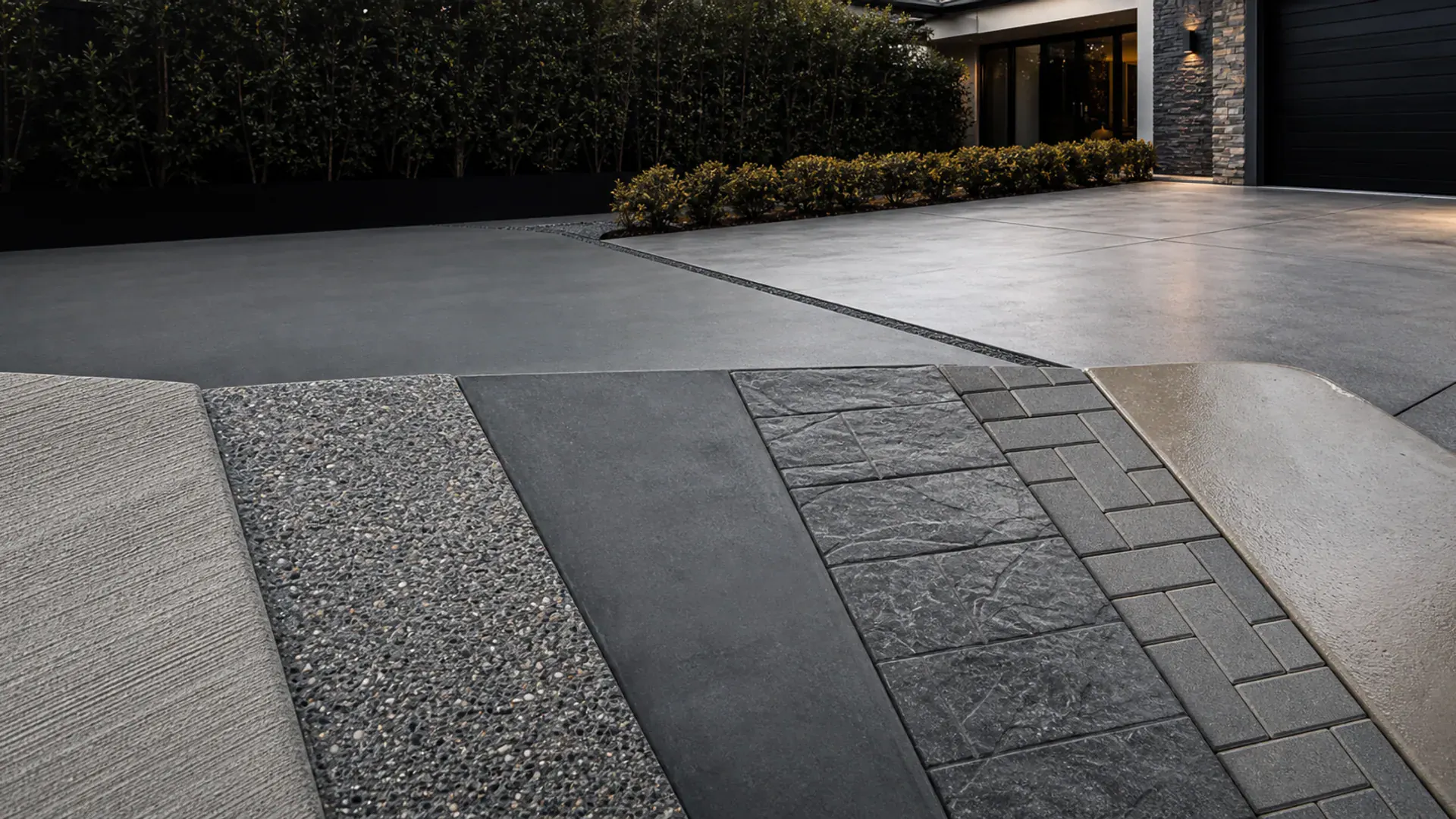 Premium concrete finish samples for Dunedin residential projects